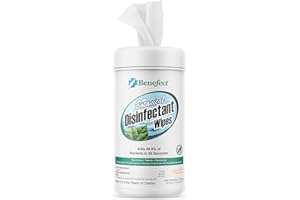 Benefect Botanical Disinfecting Wipes - (170 Wipe Count) Natural, No Residue - Antibacterial Disinfectant, Multi-Surface Cleaning and Sanitizing Wipes