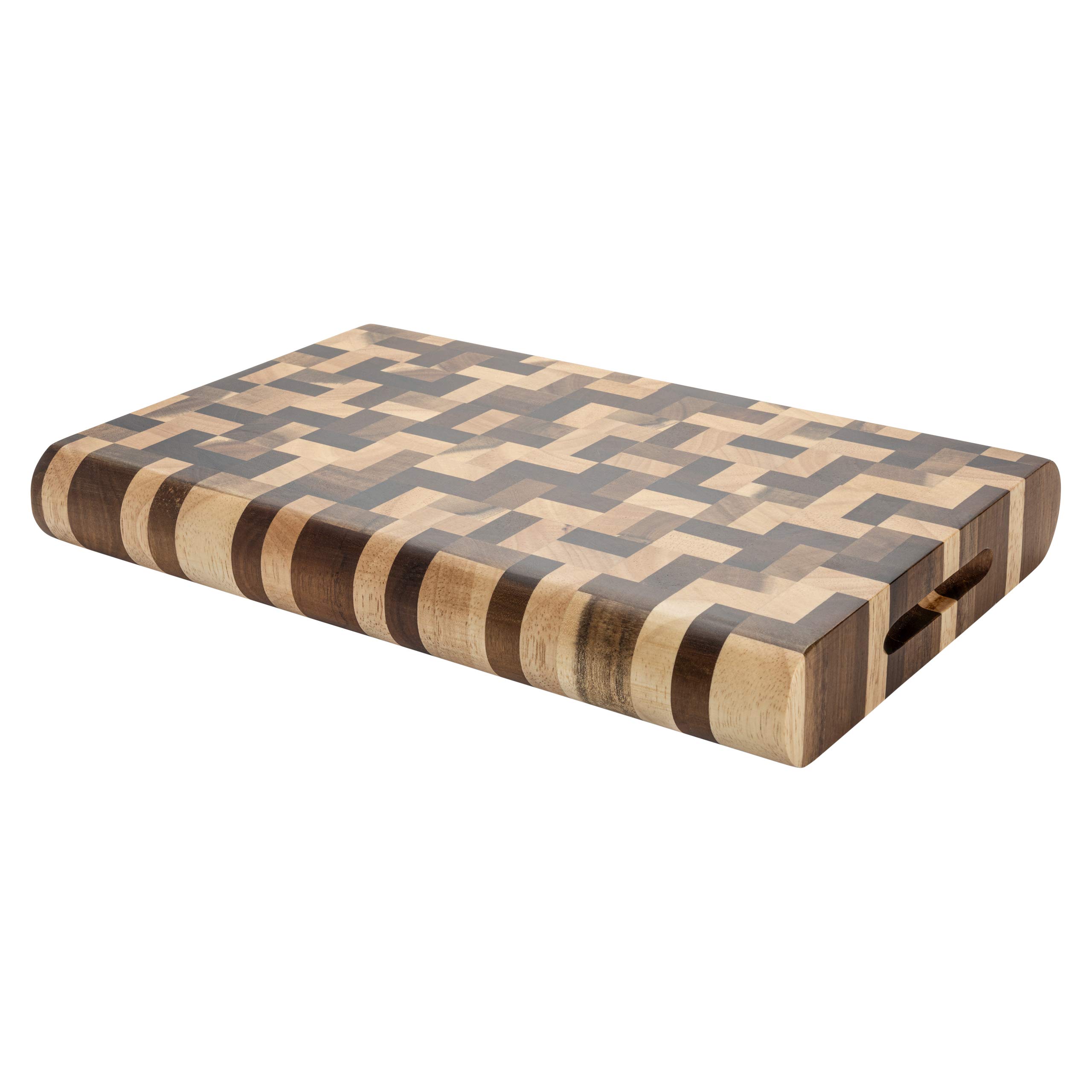 Rockingham Forge Extra Thick Multi Wood Chopping Board 30x20x3.8cm – End Grain Cutting Board for Kitchen, Cooking & Serving Cheese, Bread & Charcuterie – Durable Acacia & Rubberwood Chopping Block