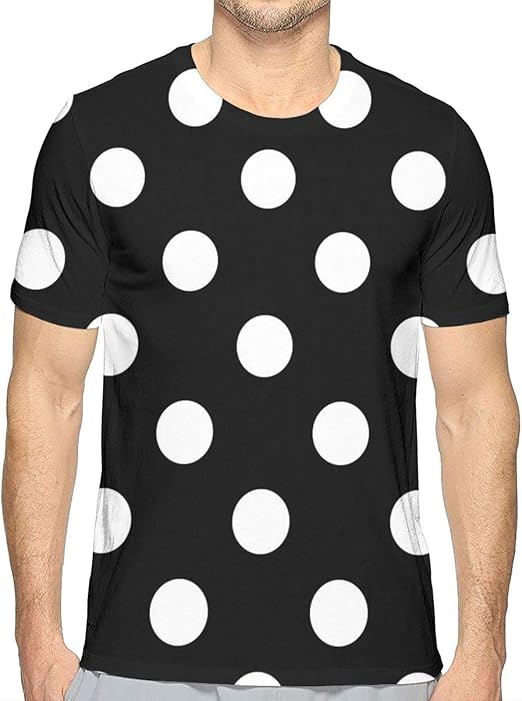 Black White Large Polka Dot Pattern Men's Short Sleeve T-Shirt Men's ...