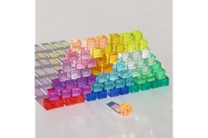 KOAICS Rainbow Crystal Acrylic Cubes Children Learning Color Light Shadow Toy, Stacking Gem Blocks Sensory Building Blocks for Kids(64PCS)…