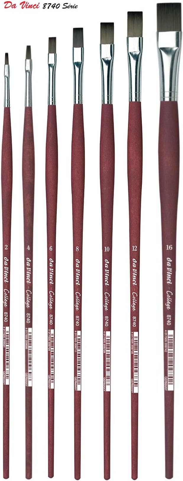 da Vinci College 8470 Set of 7 Synthetic Brushes for Oils and Acrylics 2 + 4 + 6 +8+ 10 + 12 + 16