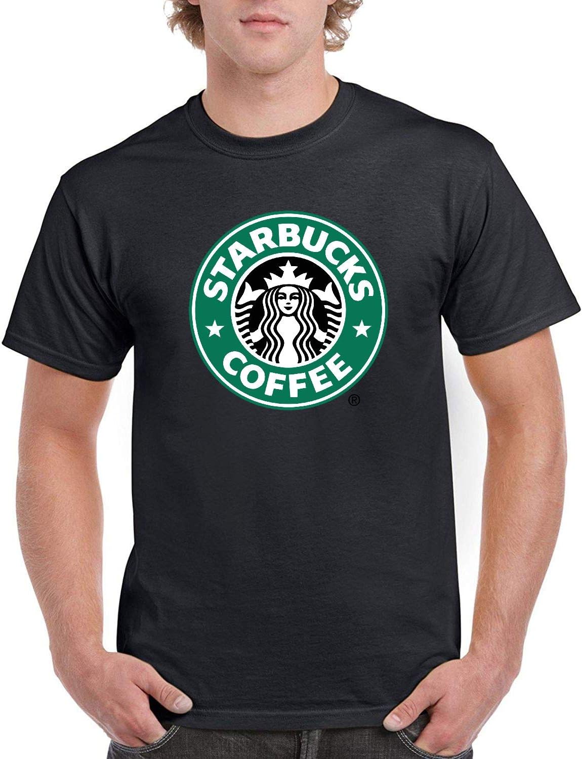 AAAFOUR Men's Starbucks Green Logo Cotton Neck T-Shirt