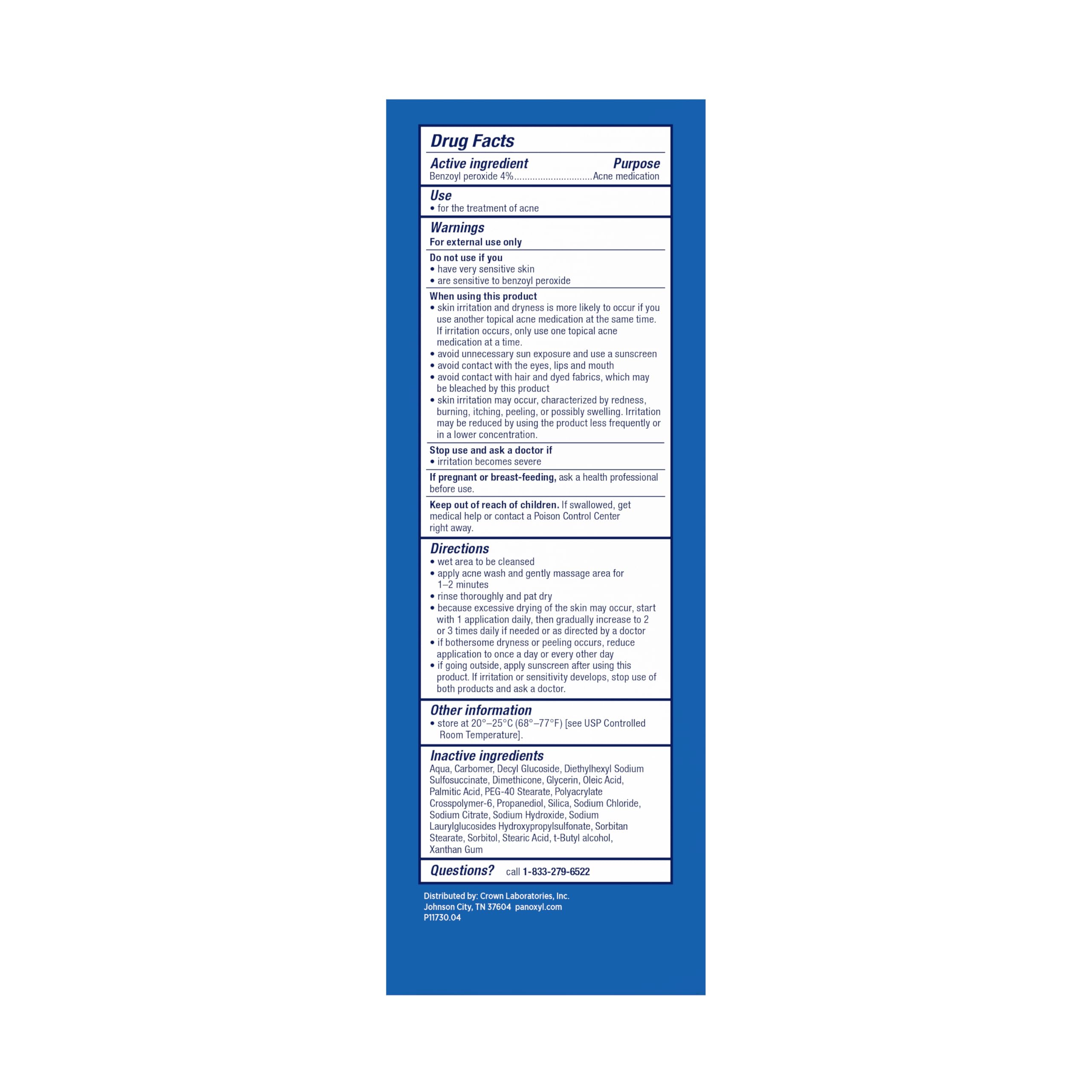 PanOxyl Antimicrobial Hydrating Acne Creamy Wash, 4% Benzoyl Peroxide, 6 Ounce