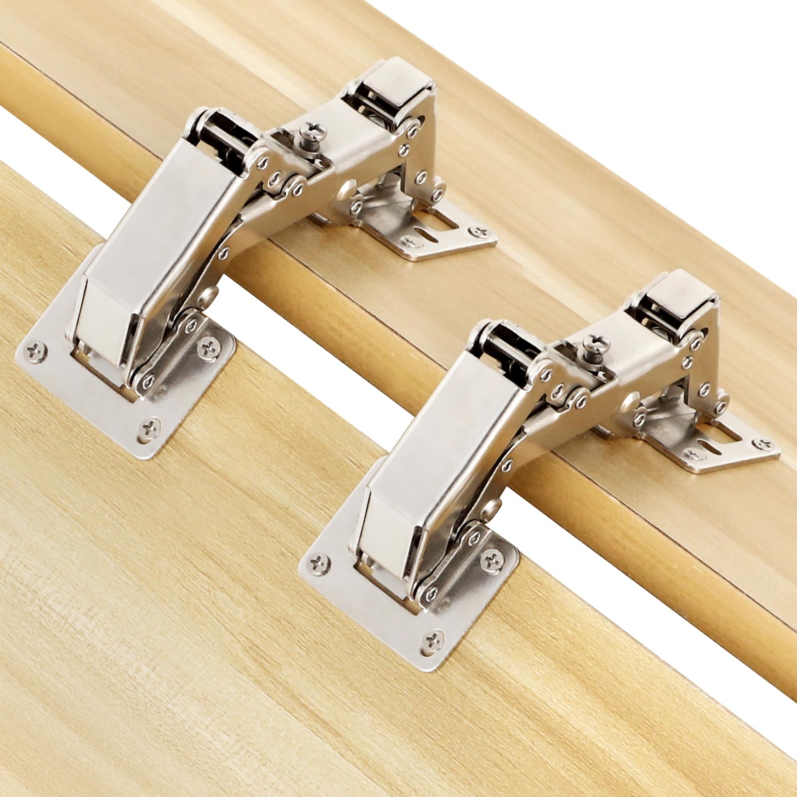 Cabinet Hinges, 4 Pcs 170 Degree Door Hinges Frameless Soft Close Hinges with Screws Hidden Hydraulic Buffer Adjustable Mounting Hinges for Kitchen Corner Folden Door