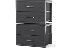 KitMent 2-Packs Stackable Storage Drawers, 20.8''Wide Closet Organizers, 16'' High Storage Fabric 2 Drawers Dresser for Bedro