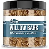 Earthborn Elements Willow Bark Extract (200 Capsules) Pure & Undiluted, No Additives