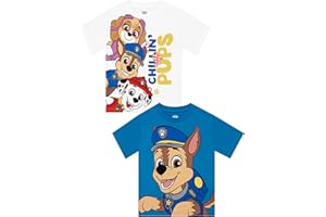 PAW PATROL Boys Shirt 2 Pack, Short Sleeve Boys Tshirts, Pack of 2 Summer Top, Cotton Kids Clothing