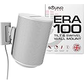 Sound Bass ERA100 Wall Mount Bracket, Tilt and Swivel, White, Single (1pc), Compatible with Sonos ERA 100, Effortless Installation, Includes Mounting Kit