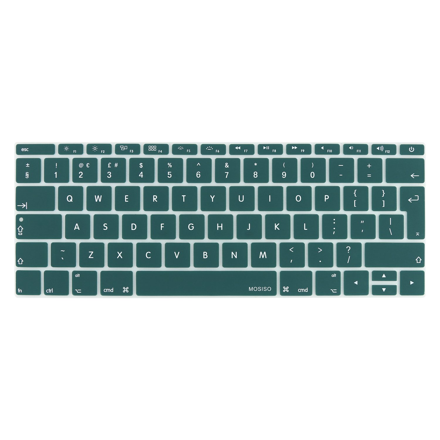 MOSISO Keyboard Cover Protective Skin Compatible with MacBook Pro 13 inch 2017 2016 Release A1708 without Touch Bar & Compatible with MacBook 12 inch A1534 (EU Layout), Deep Teal — image 1