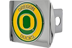 University of Oregon Ducks Chrome Metal Hitch Cover with 3D Color Team Logo by FANMATS - Round Molded Design – Easy Installation on Truck, SUV, Car - Ideal Gift for NCAA College Fan/Student