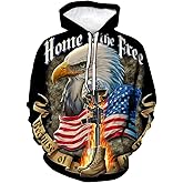 ARORALS Men's Bald Eagle Hoodie Autumn Winter Long Sleeve Pullover Animal Theme Sweatshirt Realistic Graphic Hoodie