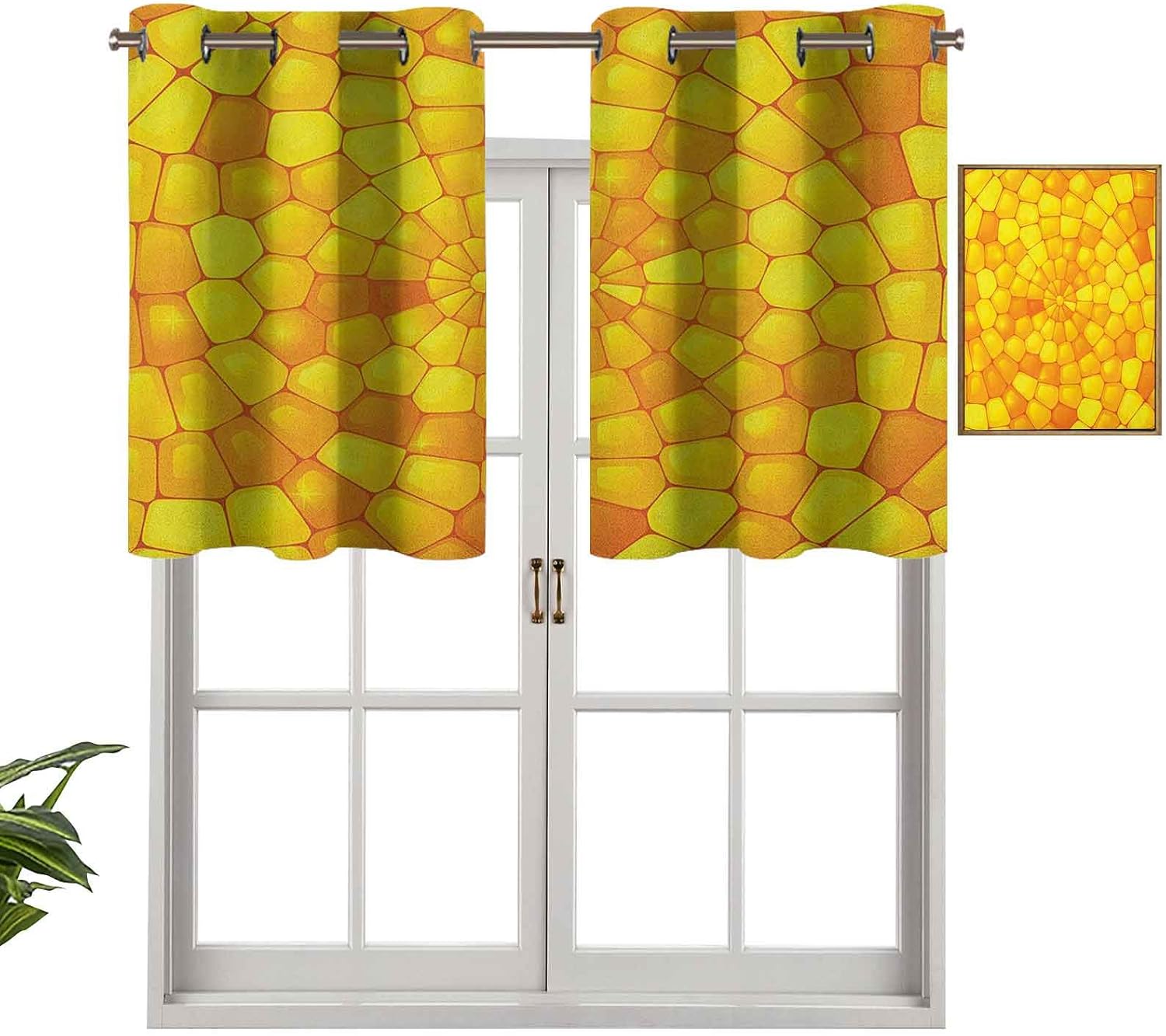 Hiiiman Cortinas térmicas aisladas con cenefa, patrón abstracto de maíz