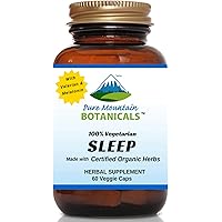 Natural Sleep Aid with Organic Valerian, Chamomile, Passion Flower, Skullcap, Melatonin, Hops & More! - 60 Vegetarian Capsules - Herbal & Non-Habit Forming