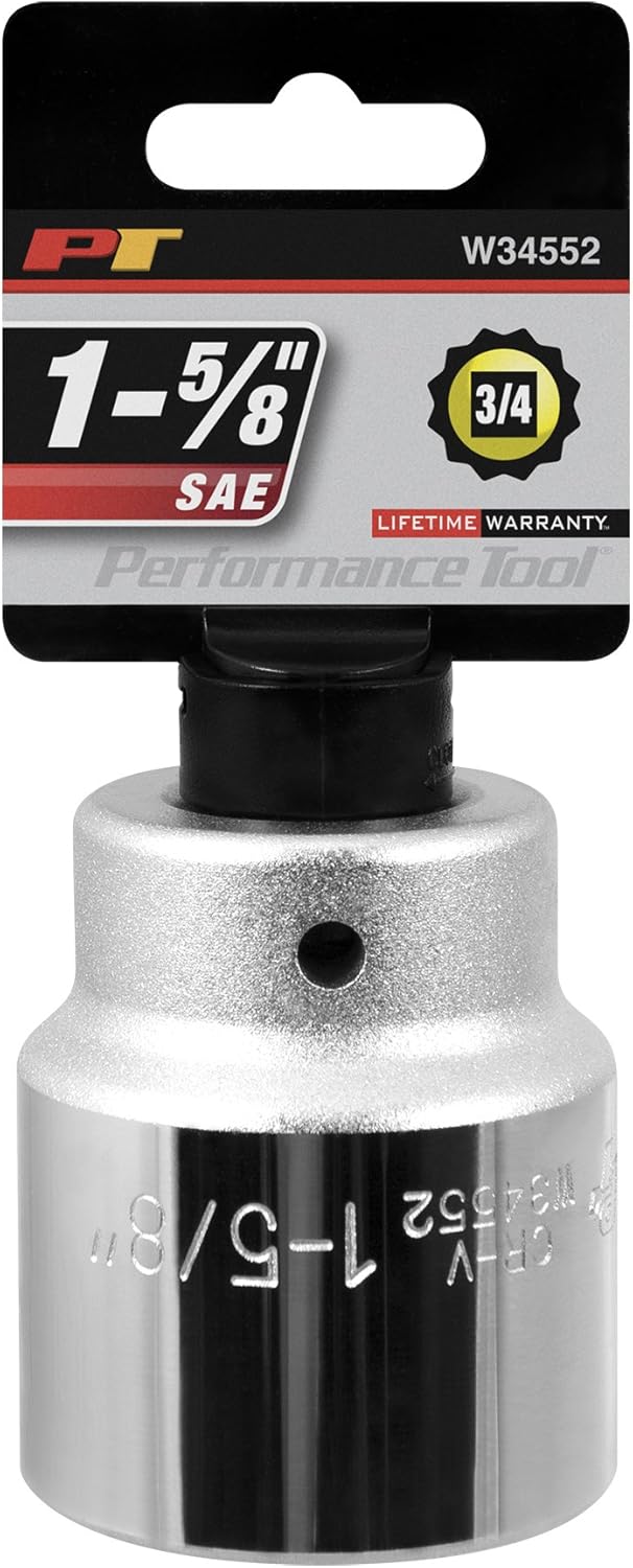 Performance Tool W34552 3/4" Drive 12-Point SAE Standard Socket, 1-5/8"