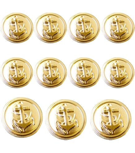 20 Bottoni Da Cucito In Metallo Con Design Ancora - 15 Mm Oro - Accessori Per Abbigliamento, Fai Da Te E Decorazione - 5
