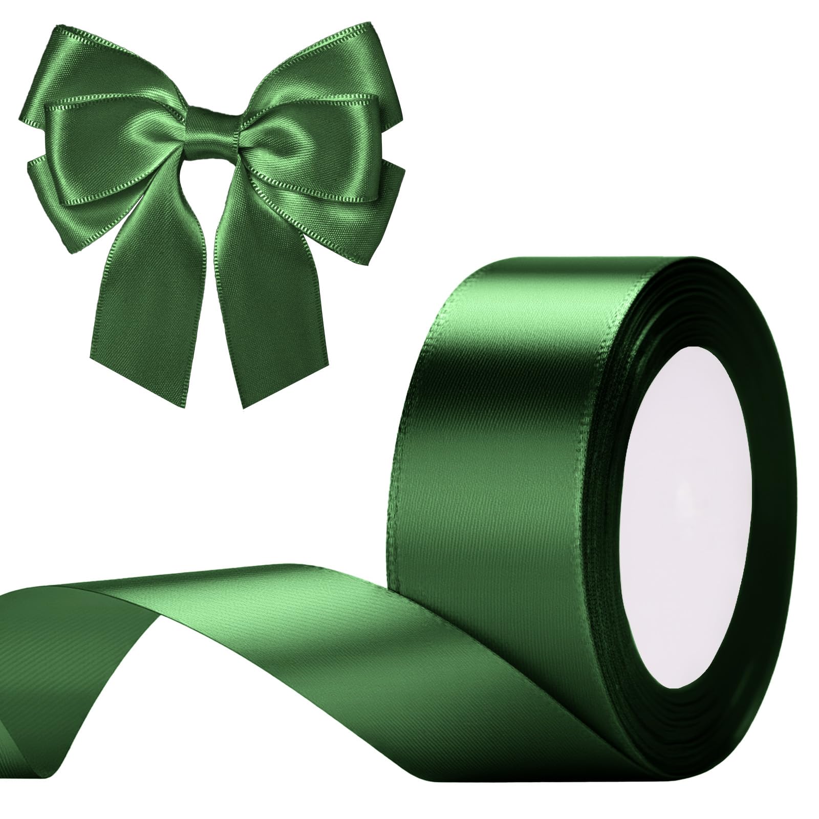 G2PLUS Dark Green Satin Ribbons 40mm: Decorative Gift Wrapping Ribbon for St Patrick's Day, Crafting, Party Decoration, 22m