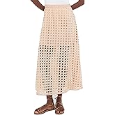 Fiona Jolin 2026 Women Summer Casual Eyelet Bohemian Maxi Skirt Beach Long Skirt with Mini Underneath