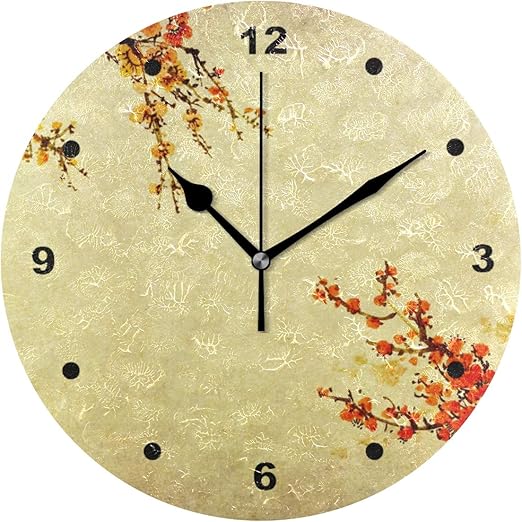 Amazon Co Jp 壁掛け時計 おしゃれ 連続秒針 置き時計 見やすい 静音 サイレント 電池式 シンプル モダン 和風 和柄 日本画 ヴィンテージ インテリア かけとけい ウォールクロック 置掛両用 人気 掛け時計 ホーム キッチン