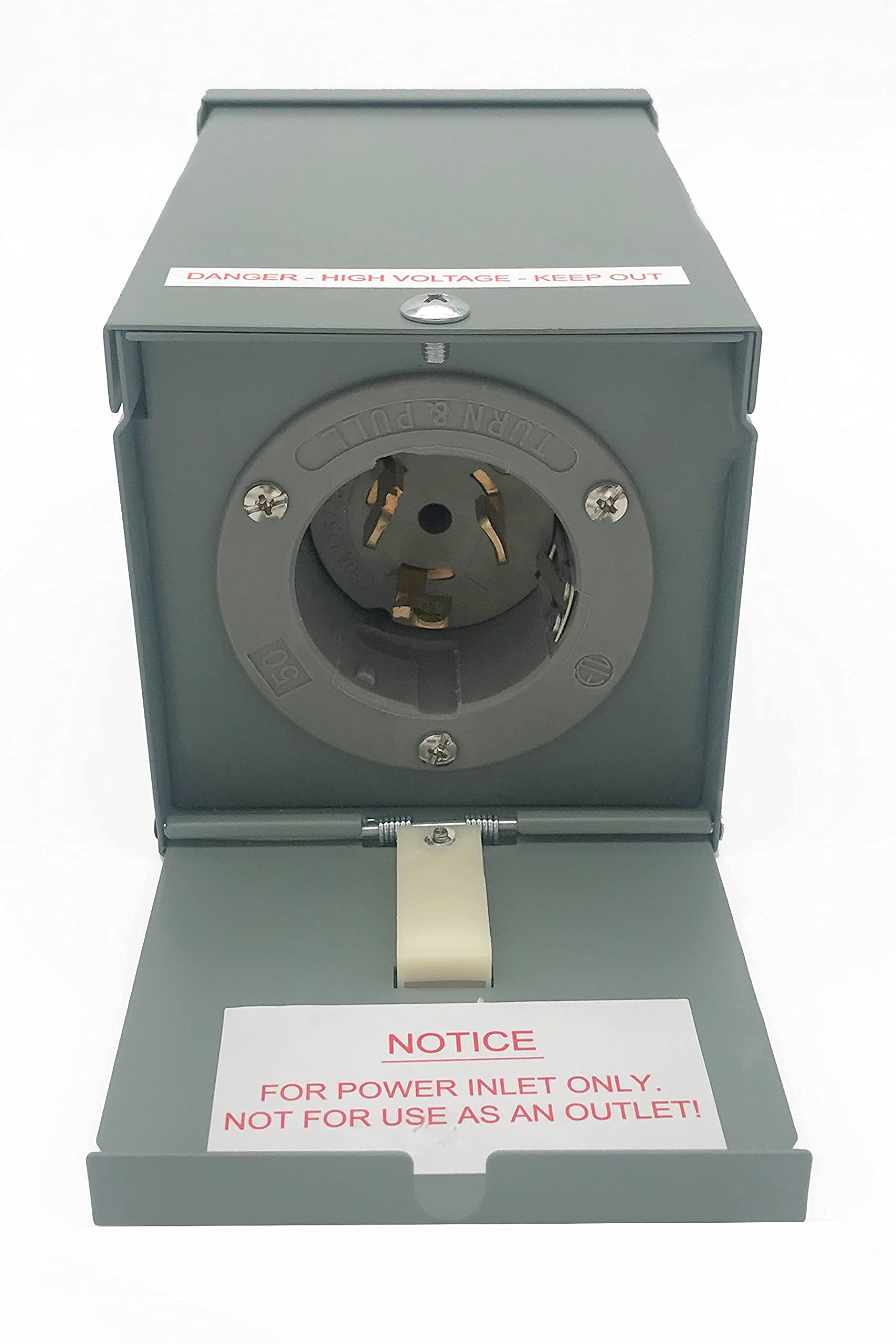 Connecticut Electric EGSPI50 50A Rainproof Generator Power Inlet Box with Cover, CS6375, SS2-50P, Receptacle, Gray Image