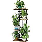 LINZINAR Plant Stand Indoor 4 Tier 5 Potted Multiple Plant Shelf Stands for Garden Corner Balcony Living Room Black