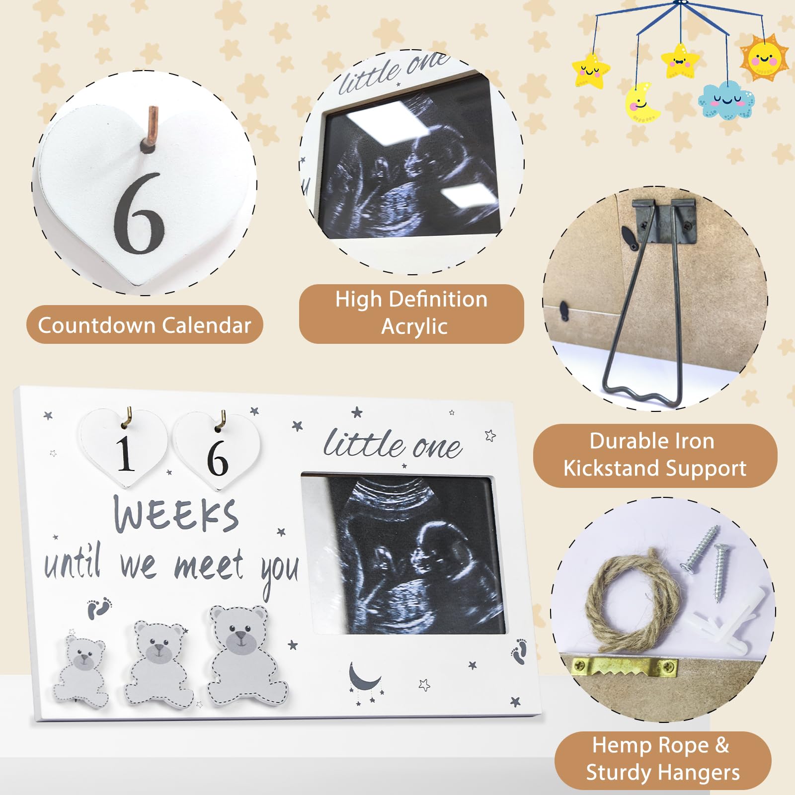 OurWarm Ultrasound Picture Frames, Sonogram Picture Frame with Baby Countdown Weeks, Ultrasound Frame for Baby Announcement Sign, Expecting Mom Parents to be Unique Gifts for Pregnant Women