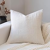 FIOUOVO Decorative Neutral Throw Pillow Covers 18x18 Farmhouse Pillow Covers Cotton Check Cushion Covers Home Decor for Sofa Couch Living Room Bedroom 1PC, Beige Check