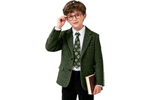 Bofan Boys Blazer Tweed Herringbone Kids Blazers for Boy Wool Blend Sports Coat Slim Fit Suit Jackets for Wedding Homecoming