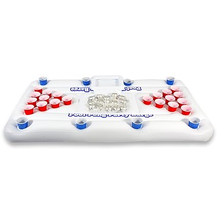 Gopong Original Pool Party Barge Floating Beer Pong Table With Cooler White 6 Feet