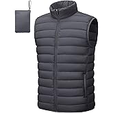 Cotrasen Men's Puffer Lightweight Vest Packable Outerwear Vest Warm Winter Outdoor Sleeveless Jacket for Travel Running