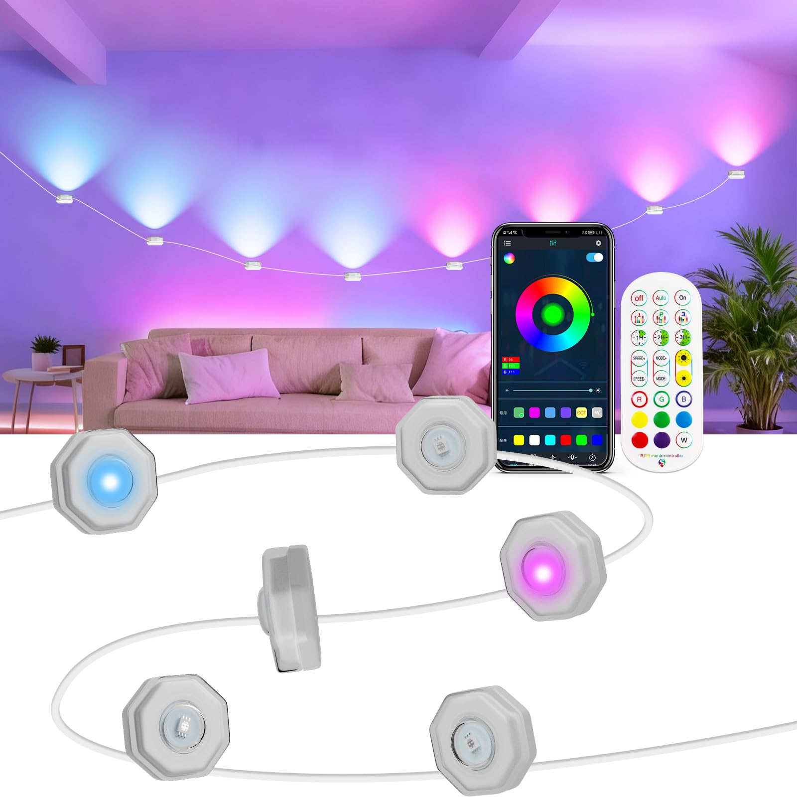 DTQJ Led Lights for TV, 13.1ft TV Backlight,USB Powered, App-Controlled Bluetooth Led Strip Light, for Bedroom Gaming Monitor Decorations, Kitchens, Party Decoration — image 1