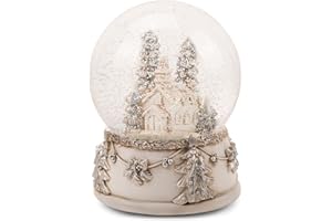 NAT AND JULES NAT & Jules Beautiful Snowy Church & Pine Tree Scene 6 x 4 inch Musical Glitter Snow Globe: Plays Tune We Wish You A Merry Christmas - Perfect Accent Décor for The Holidays or Everyday, Church Scene