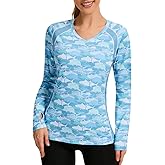 BASSDASH Women‘s UPF 50+ Wrinkle-Free Fishing Shirt Long Sleeve V Neck Breathable Sun Protection T-Shirt for Hiking SR01W