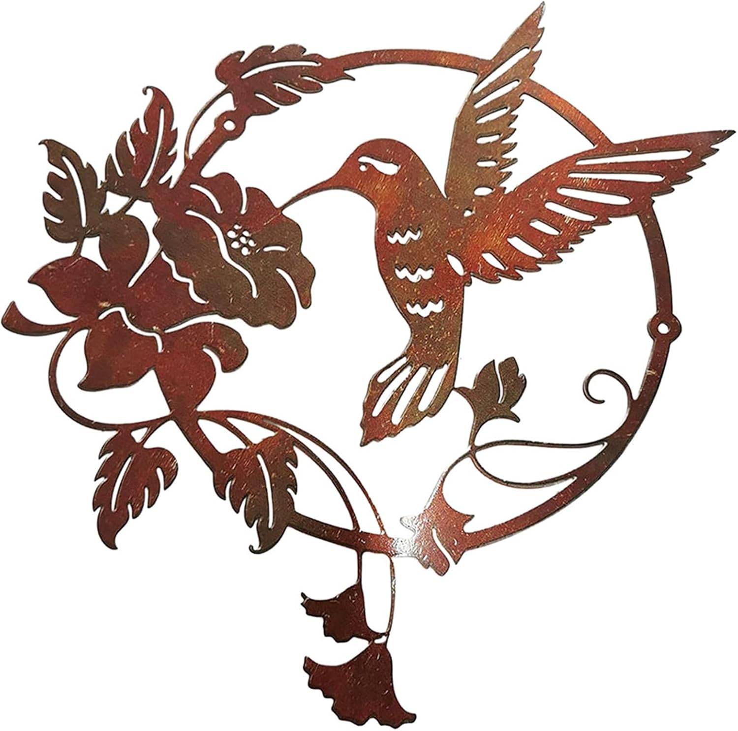 Plaques & Wall Art - DUZYXI Round metal bird wall art decor, metal birds wall silhouette, bird and flower wall art hanging decor, suitable for home garden living room and porch party art decoration-Brown