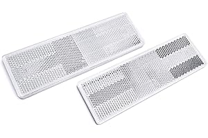 MFC PRO 2Pcs Plastic Rectangular Stick-on Reflector Sticker (White, 5.91 x 1.97 in)