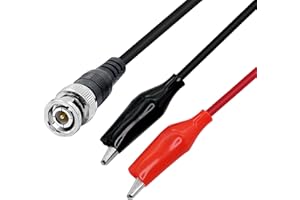 PNGKNYOCN 3.3 Feet BNC Q9 to Double Alligator Clip Test Cable Probe Leads Oscilloscope Test for Oscilloscope, Signal Generato