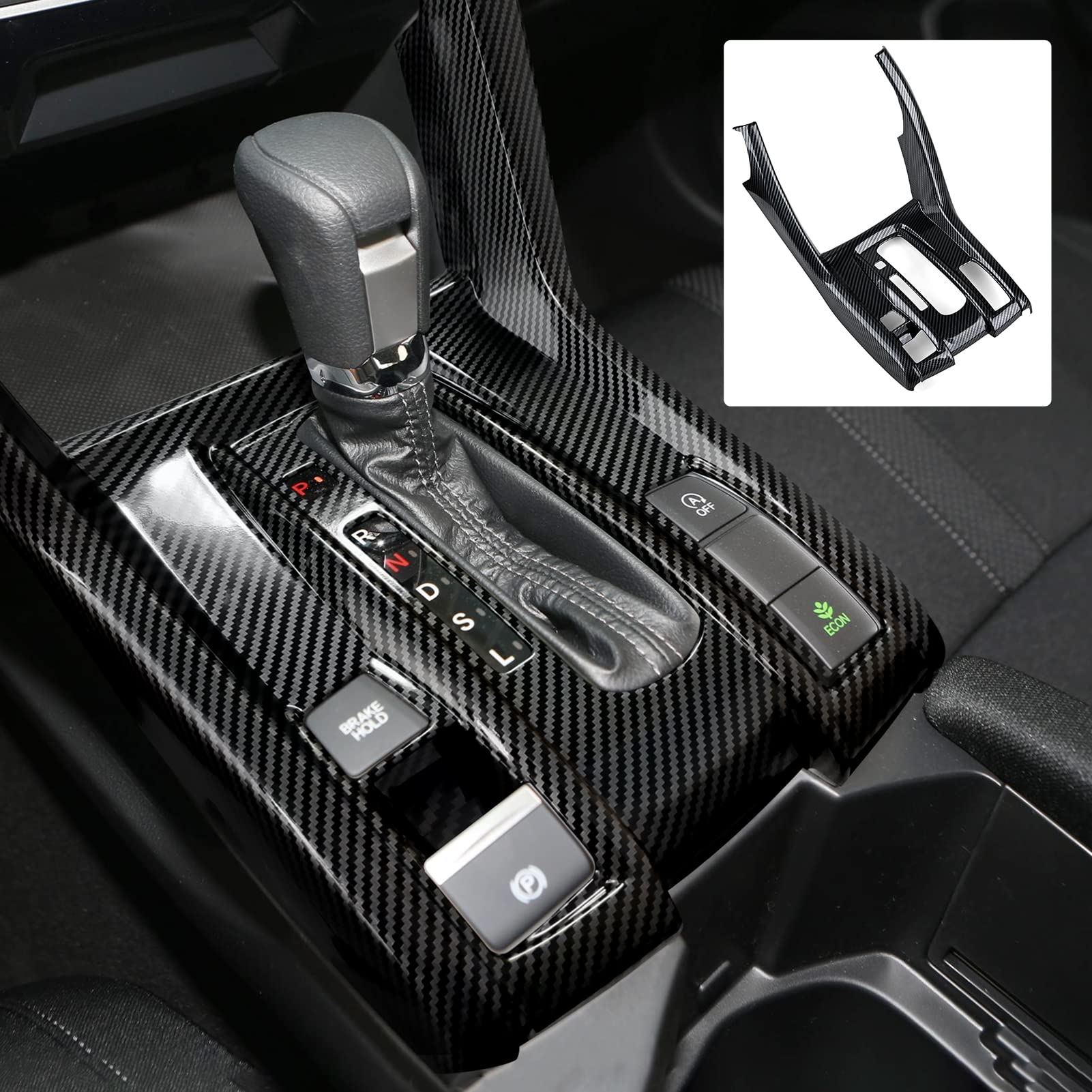 Photo 1 of BRMYL Gear Shift Panel Frame Decals for 10th Gen Honda Civic 2016 2017 2018 2019 2020 2021 Accessories ABS Carbon Fiber Stickers