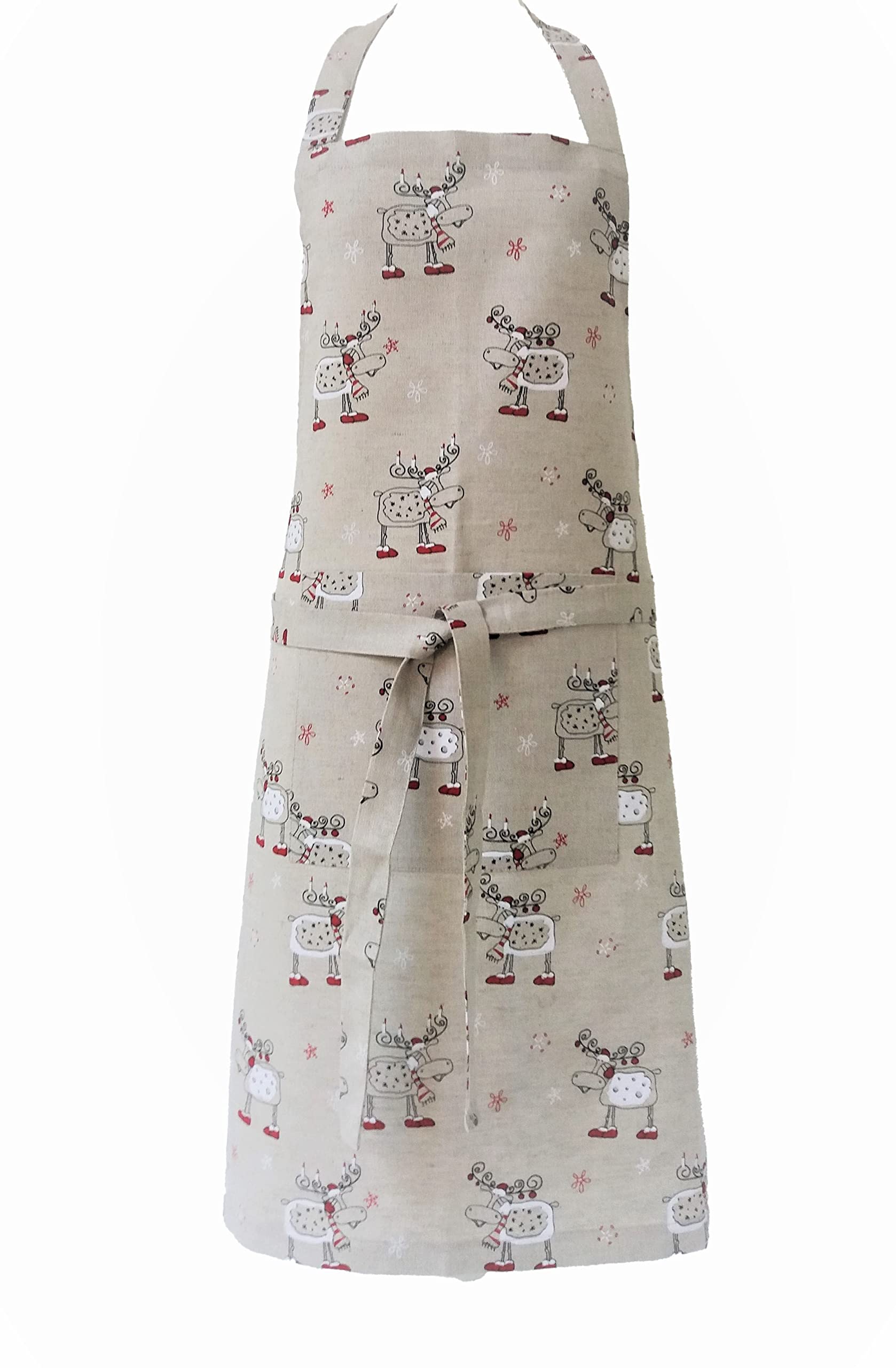 Linen Cotton Christmas Deer Apron. A great addition to any kitchen, a wonderful gift or a sweet treat for yourself.