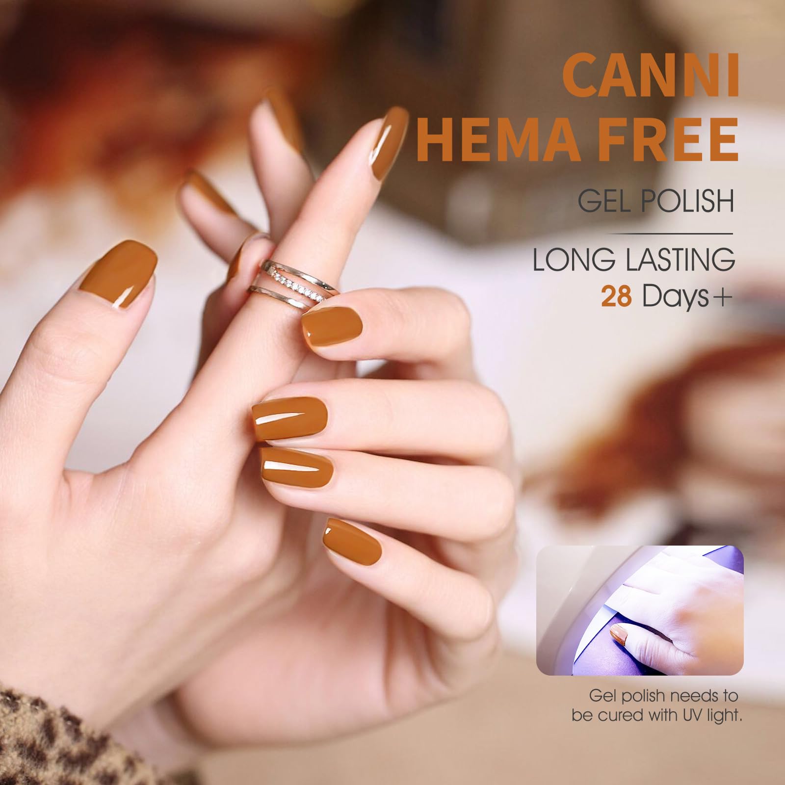 CANNI Brown Gel Nail Polish, 1Pcs Brown Fall Winter Gel Polish Color Nail Polish Gel High Gloss Soak Off U V Gel Nail French Nail Manicure Salon DIY - Image 3