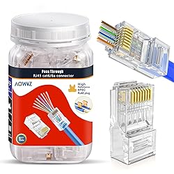 AOWIZ RJ45 Cat6 Cat6a Connector Pass Through 23AWG