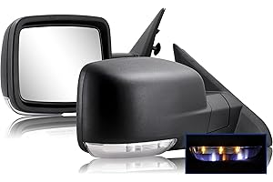 SANOOER Side Mirror Compatible with Towing Mirror 2009-2018 Dodge Ram 1500 2010-2018 Dodge Ram 2500 3500 with Power Heated Turn Signal temperature sensor Manual Folding Power Adjustment One Pair