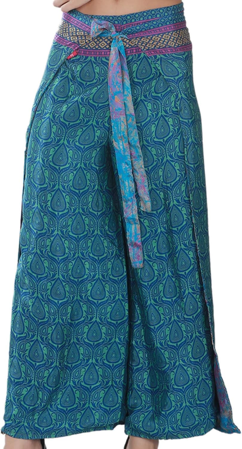 Wevez Pack of 3 Bohemian Hippie Gypsy Print Casual Wrap Pants: Clothing