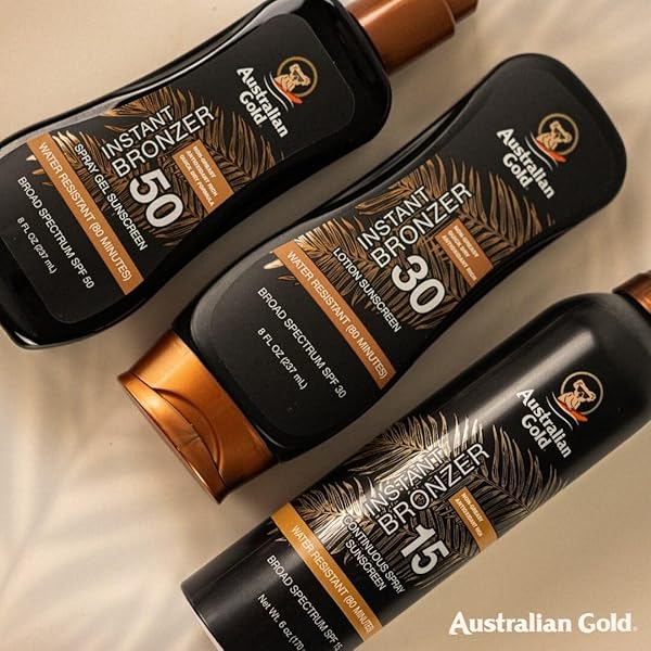 AUSTRALIAN GOLD SPRAY GEL SUNSCREEN WITH INSTANT BRONZER SPF 8, 8 OUNCE