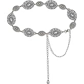 WAYLIT Western-Concho-Belt-Women Cowgirl-Metal-Belts Vintage Chain Belt