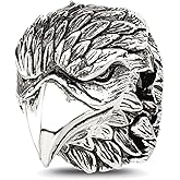 JewelryWeb 12.25mm 925 Sterling Silver Reflections Oxidized Eagle Head Hinged Bead Charm Pendant Necklace for Women