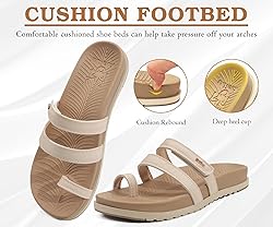 KuaiLu Womens Slides Sandals With Arch Support