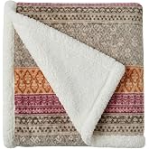 Eddie Bauer - Throw Blanket, Soft Brushed Fleece Bedding with Sherpa Reverse, Throw Blanket for Bed or Couch (Fair Isle Khaki, 50" x 70")