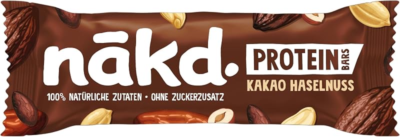 Nākd. Protein Kakao Haselnuss | Kaltgepresste Riegel | 16 x 45g (720g)
