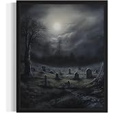 Gothic Graveyard Black Framed Poster Art Print, Halloween Scary Vintage Wall Art Academia Spooky Painting Decoration for Horror Prints, Posters Bedroom Decor 89 (Gothic Graveyard, 14