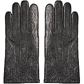 Harssidanzar Men's Winter Leather Cashmere Lined Wrinkle-Resistant Vintage Gloves KM052US