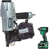 Metabo HPT Pneumatic Siding Nailer + 18V Impact Driver Pro Bundle Kit, 2-1/2 Inch Coil Siding Nailer with BONUS 18V Triple Ha